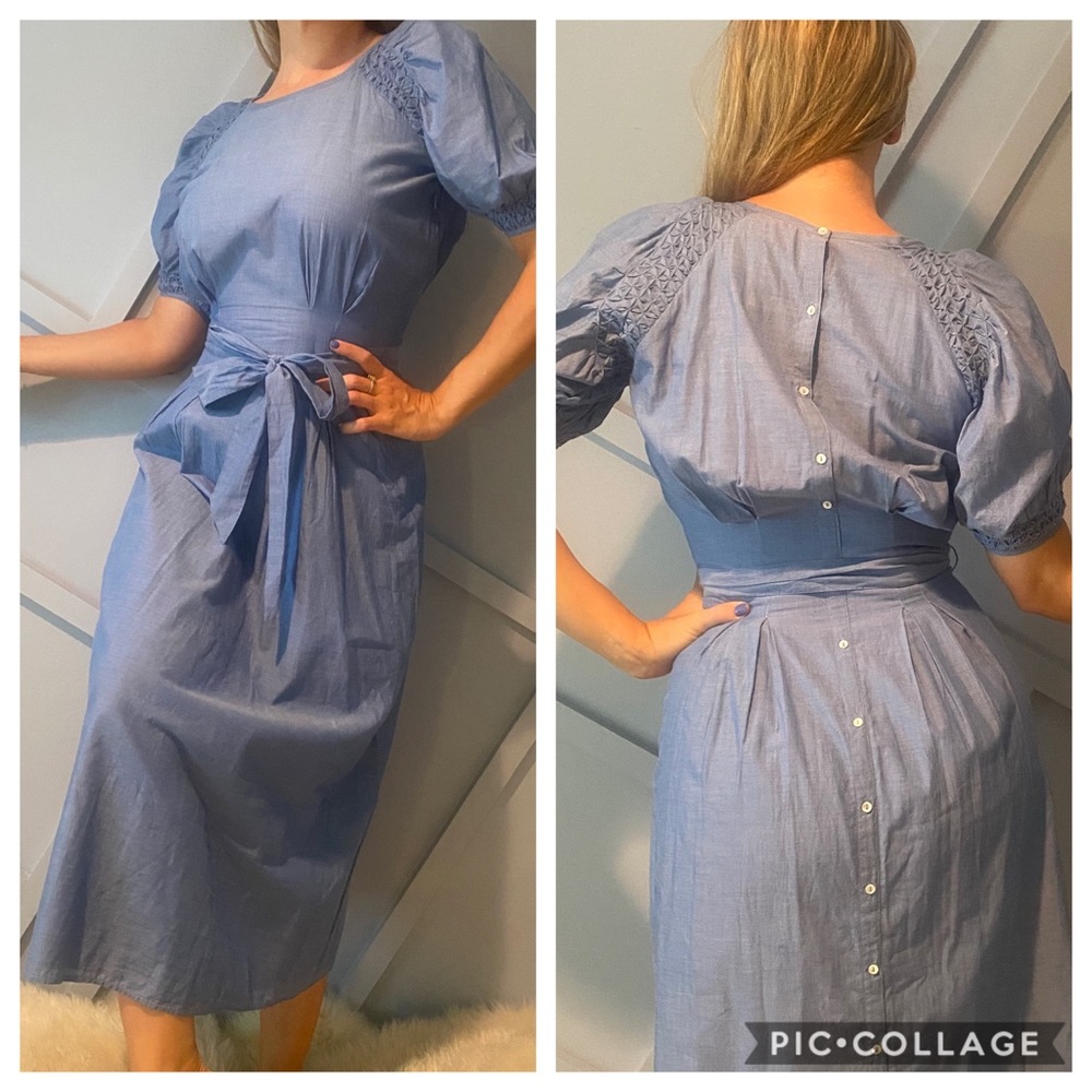 Joie Sumire midi dress in Woodstock puff sleeve